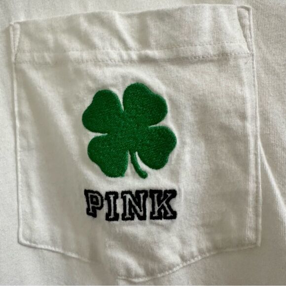 VICTORIA'S SECRET PINK "IRISH IT WAS HAPPY HOUR" SEQUIN LONG SLEEVE‎ TEE SMALL - Picture 2 of 8